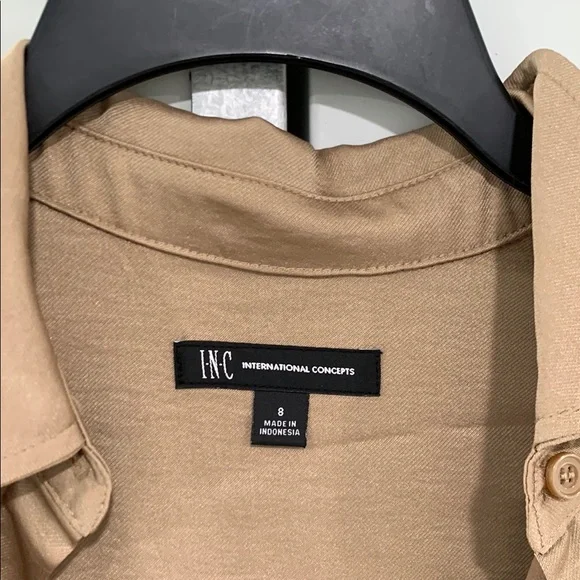 INC International Concepts Tan Jumpsuit with Collared Neckline - Picture 2 of 14